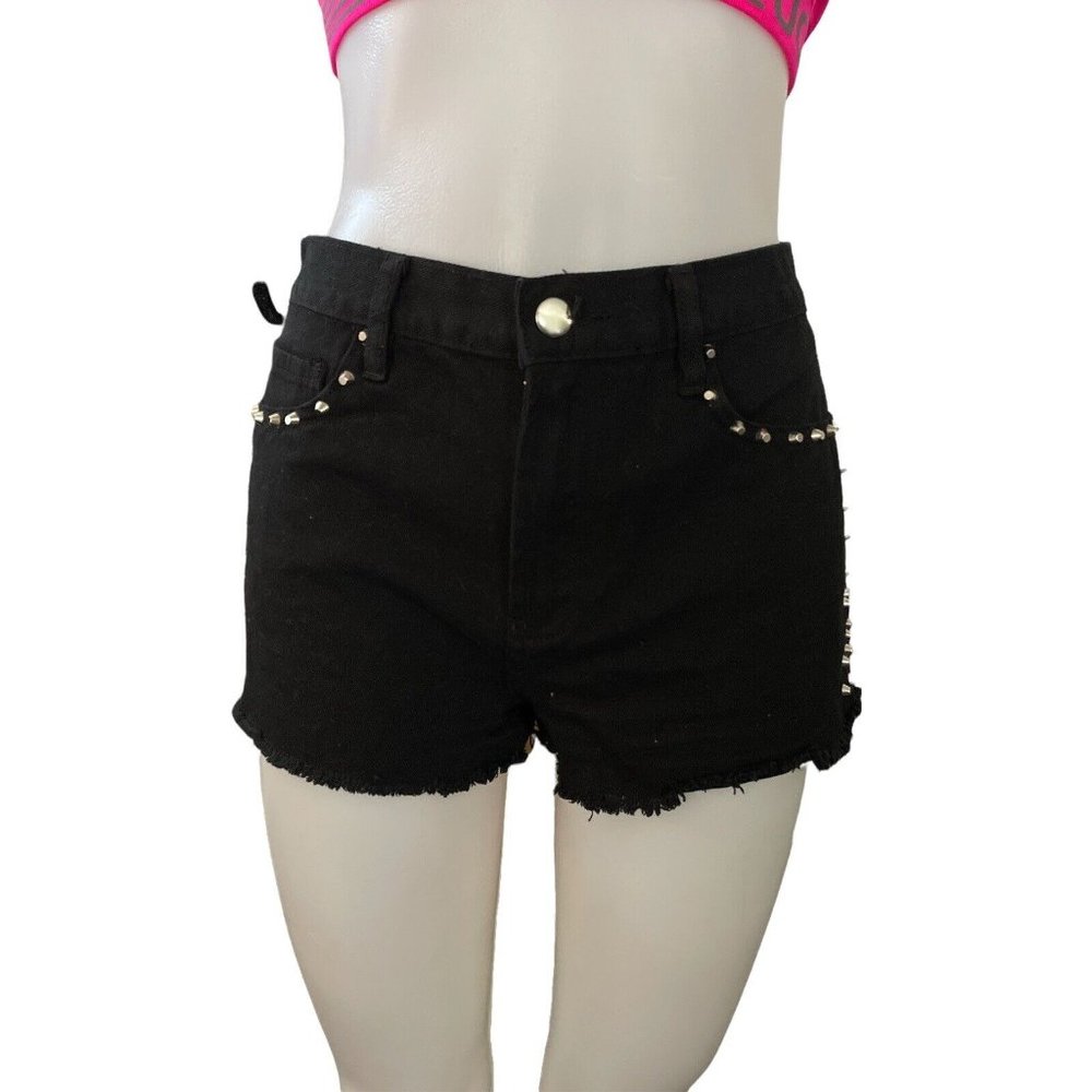 Women's Denim Shorts FOREVER 21  Cut-Off Size 29 Black frayed hem